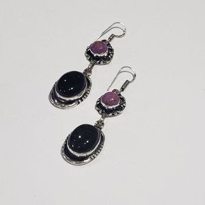 Hand Crafted Black and Purple Earrings